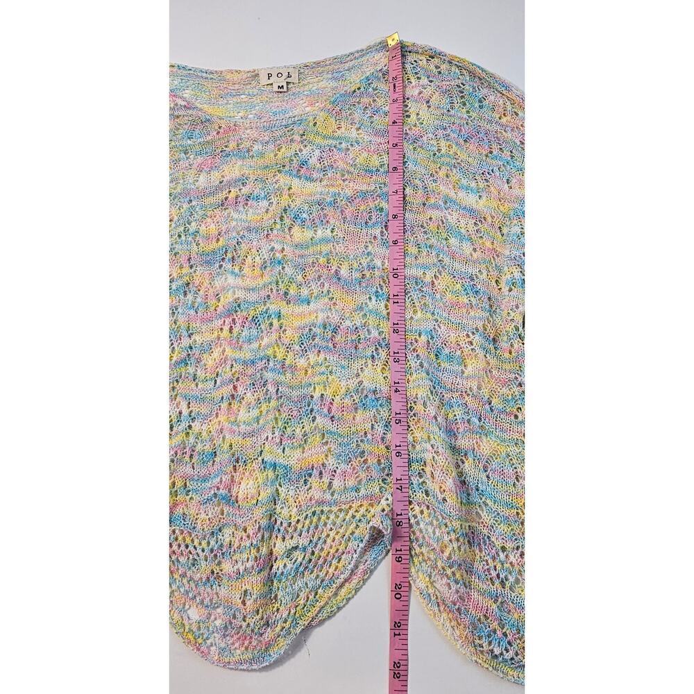 Pol pastel crochet scalloped hem trim M slub wide arm relaxed fit layering top - Picture 9 of 10